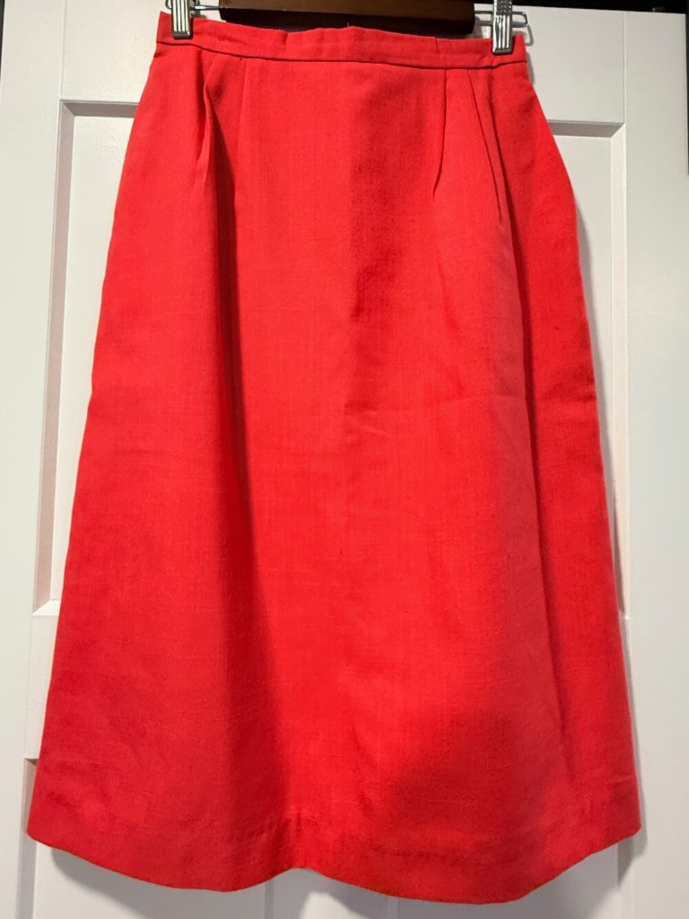 Vintage Dark Coral Polyester Pleated Skirt